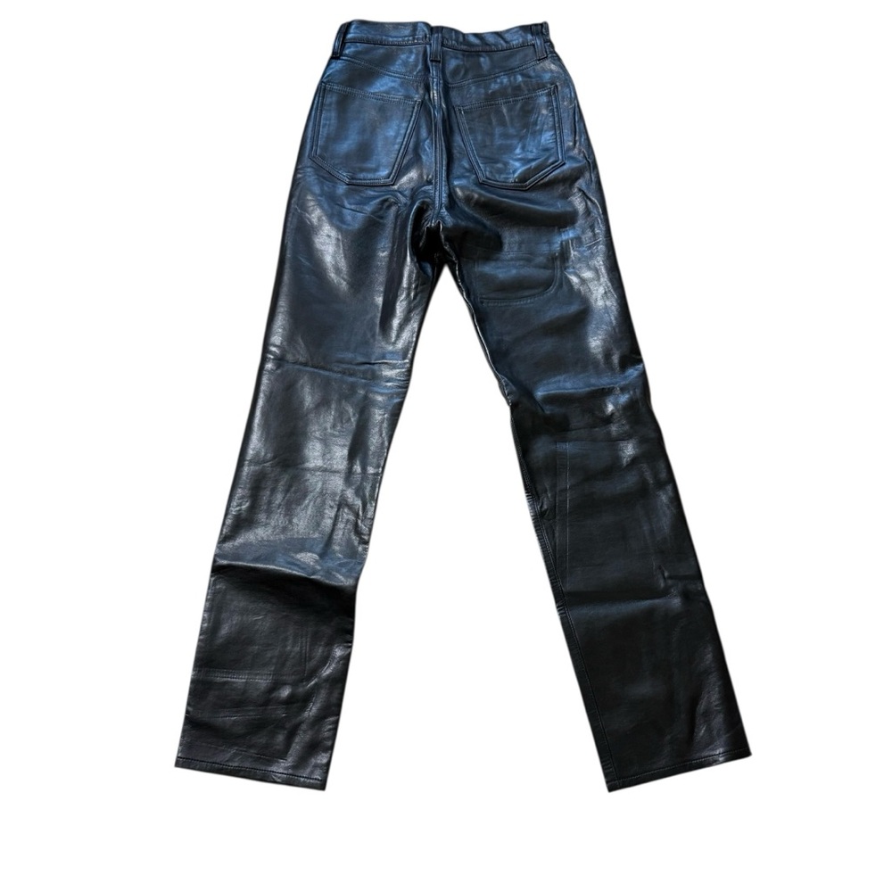AGOLDE 90s Pinch Waist Recycled Leather Pants in Detox Black size 23 - Picture 3 of 10